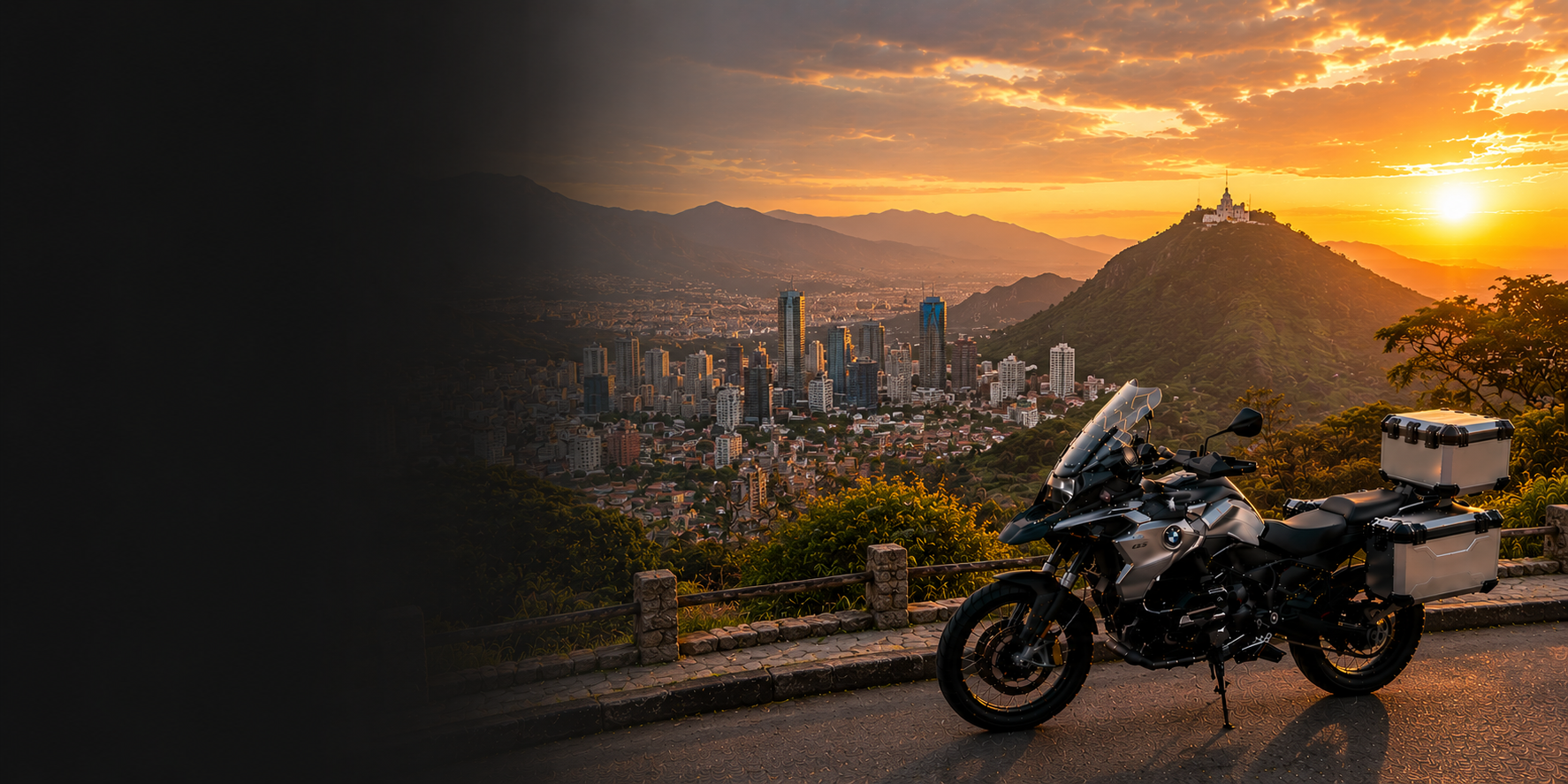 BMW adventure motorcycle beside a the Cliffs of Moher on Colombia's Atlantic coast