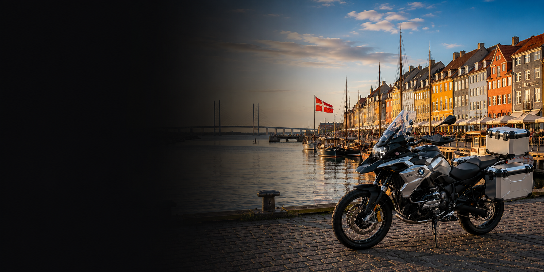 BMW adventure motorcycle beside a the Cliffs of Moher on Denmark's Atlantic coast