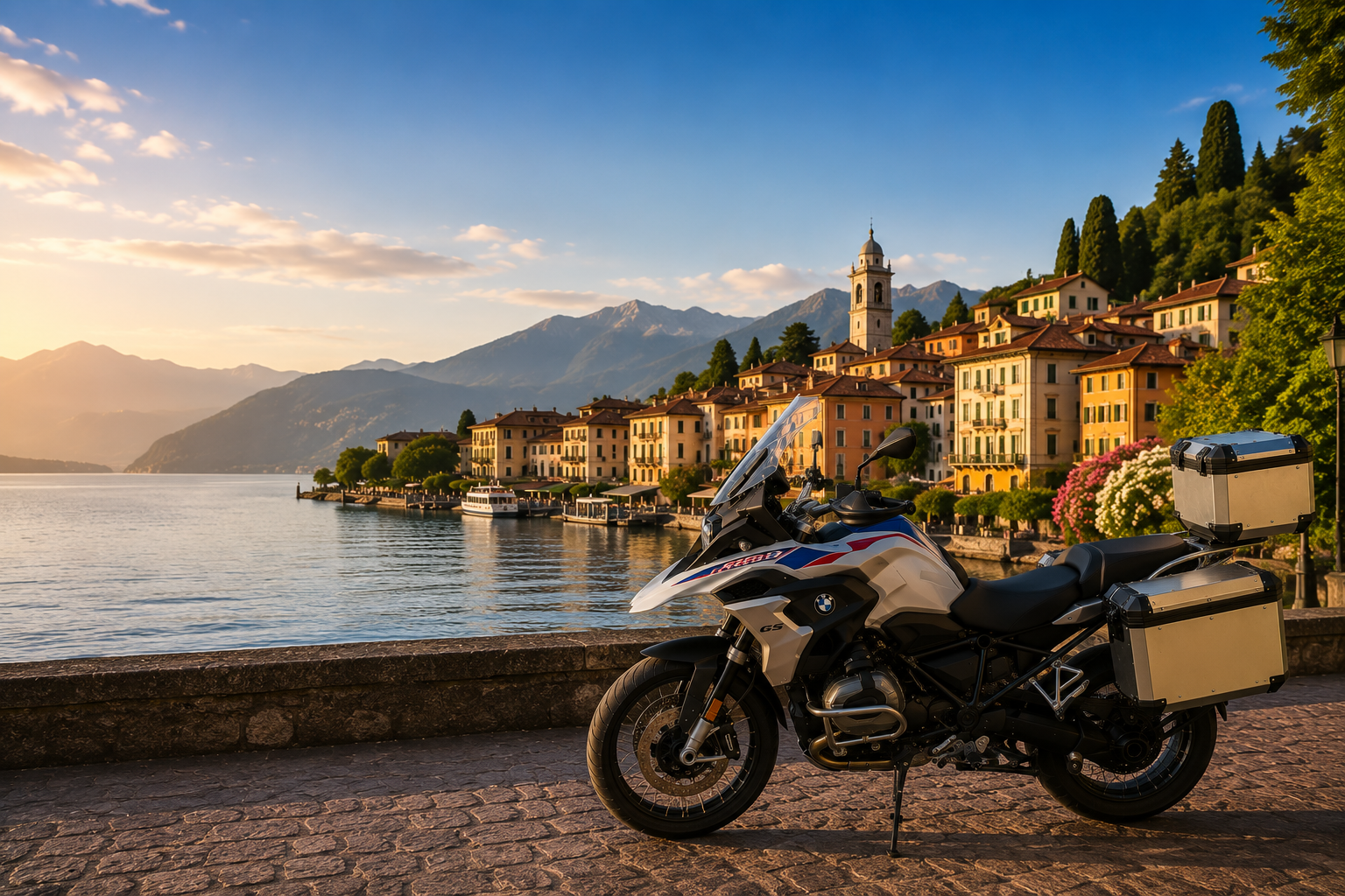 Moto davanti a un paesaggio iconico italiano